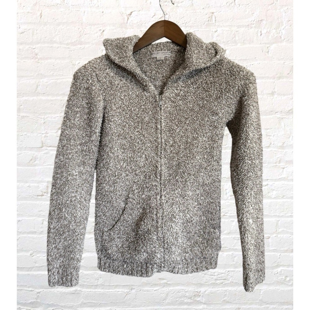 Barefoot Dreams CozyChic Knit Sweater Hoodie Jacket S Full Zip Fluffy Comfy